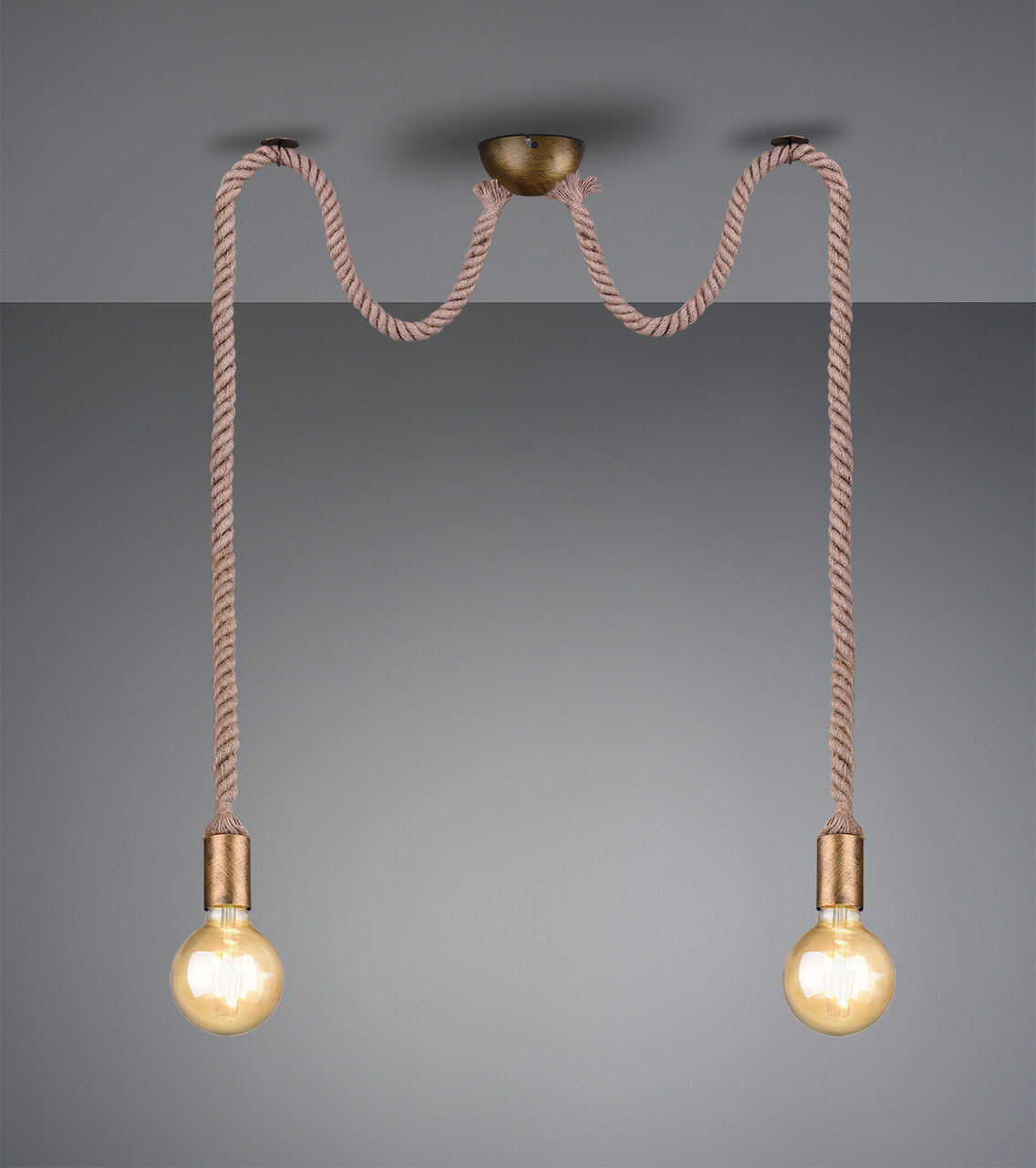 Lustra Rope, TRIO, 12x150 cm, 60W, 2x E27, metal, bronz antic - imagine 6